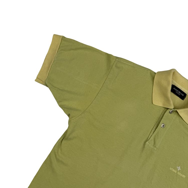 Stone Island 80's Spellout Vintage Yellow Cotton Blend Tennis Shirt - Medium image 10
