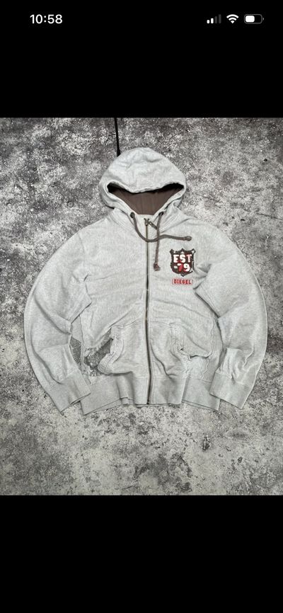 Grey Zip-Up Hoodie With Hood Diesel