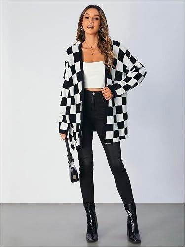 Black And White Checkered Cardigan image 1