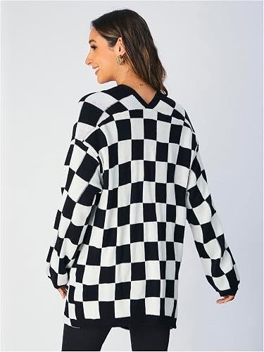 Black And White Checkered Cardigan image 2