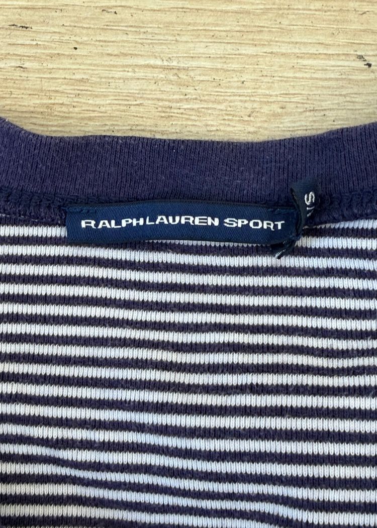 Immagine di small white and navy striped ralph lauren t-shirt 4