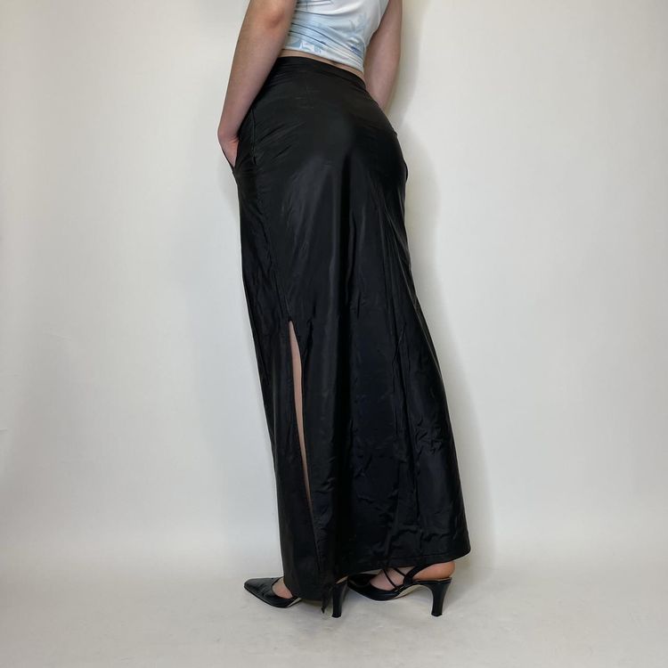 90s 00s PVC maxi skirt with kangaroo pocket and slits on the sides   image 3