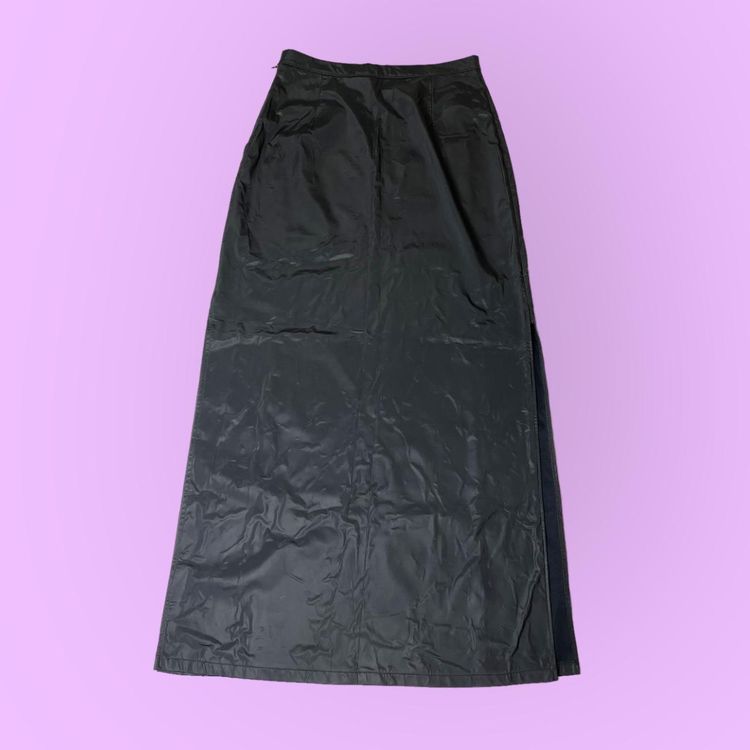 90s 00s PVC maxi skirt with kangaroo pocket and slits on the sides  