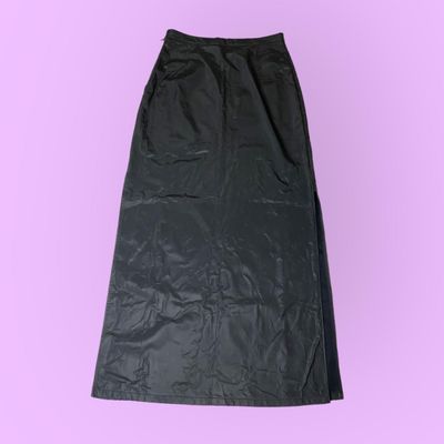 90s 00s PVC maxi skirt with kangaroo pocket and slits on the sides