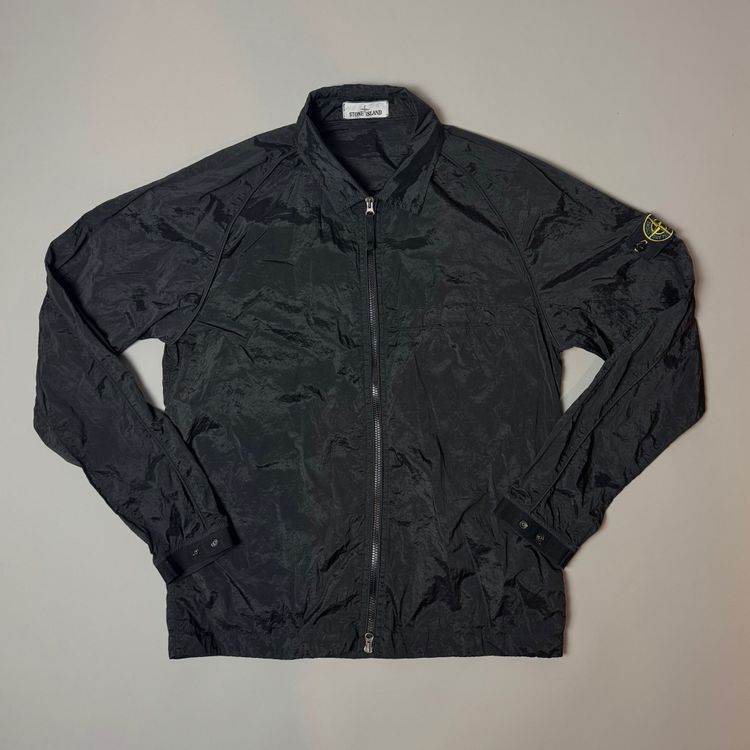 Stone Island Black Nylon Metal Shimmer Overshirt - Large