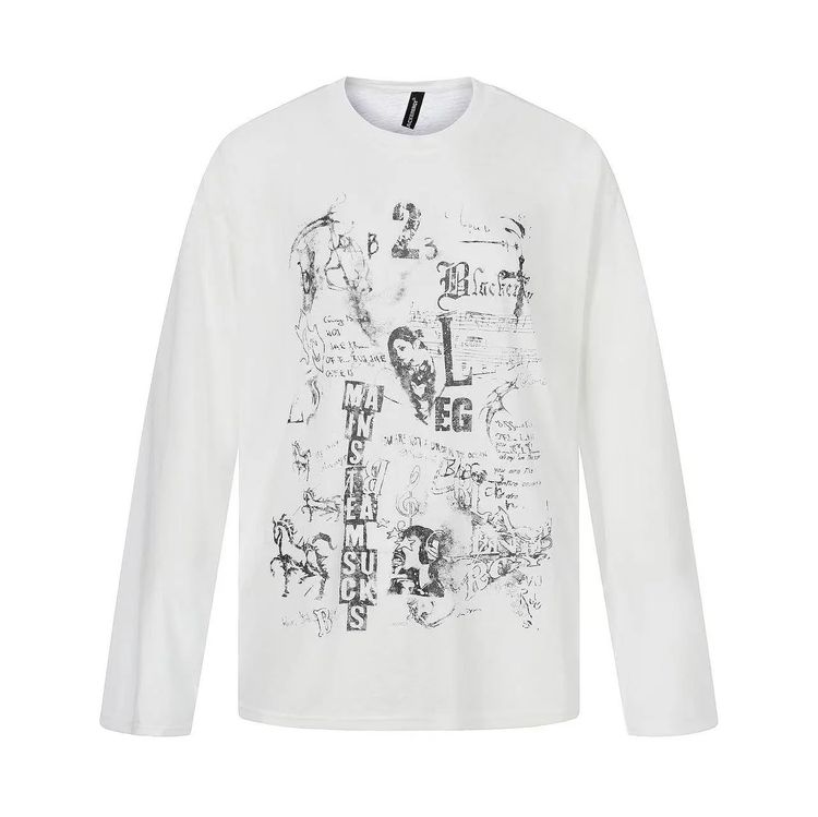 White Long Sleeve Graphic Print Shirt image 1