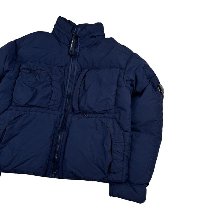 CP Company Navy Flatt Nylon Down Filled Lens Viewer Puffer Jacket - Small image 10