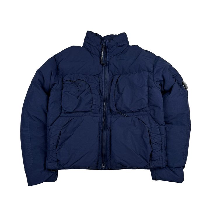 CP Company Navy Flatt Nylon Down Filled Lens Viewer Puffer Jacket - Small image 1