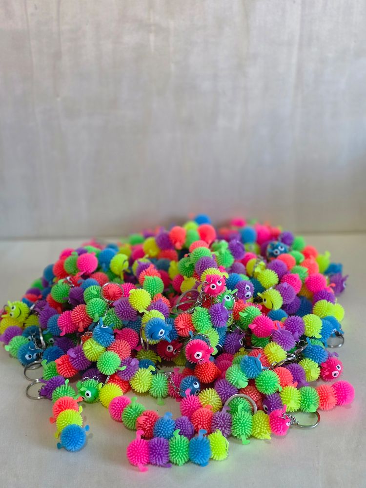 100 X Cutest Colorful Caterpillar Keychains image 2