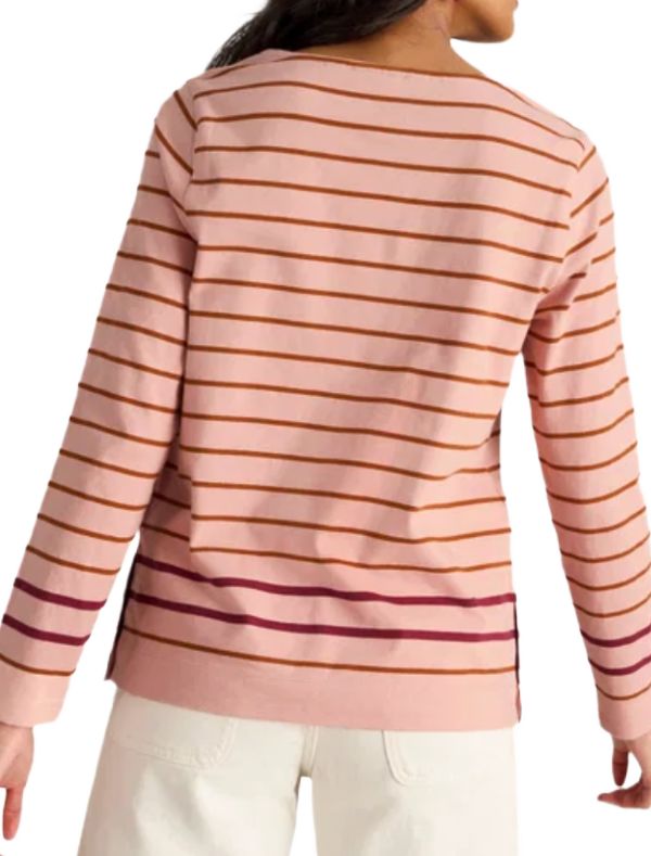 Women's Long Sleeve Willow Stripe Button Hem Top in Pink imagen 2