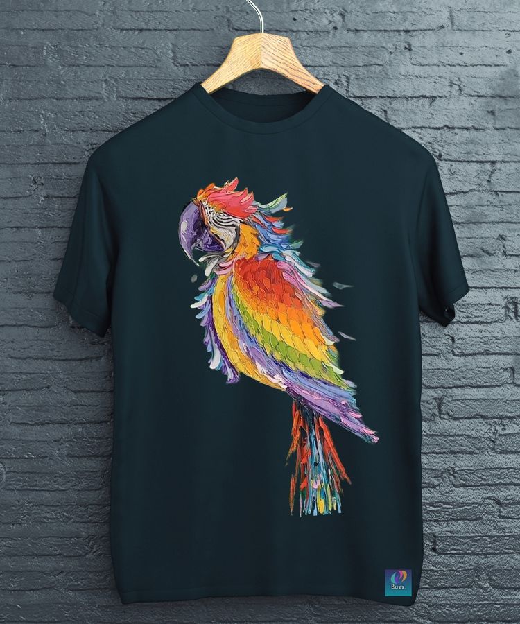 Other Black T-Shirt With Colorful Parrot Graphic product image