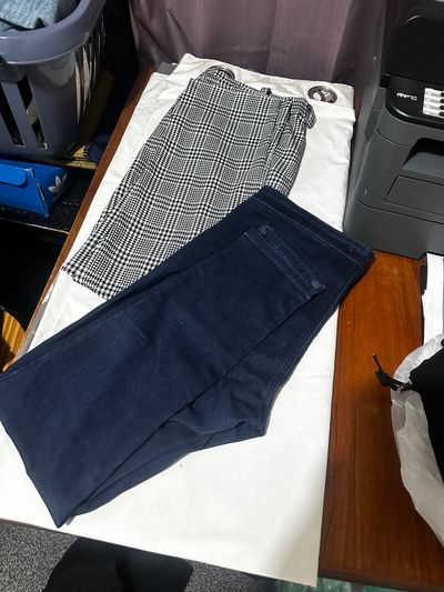 Bundle Oasis Navy Blue Pants And Black White Checkered Pants