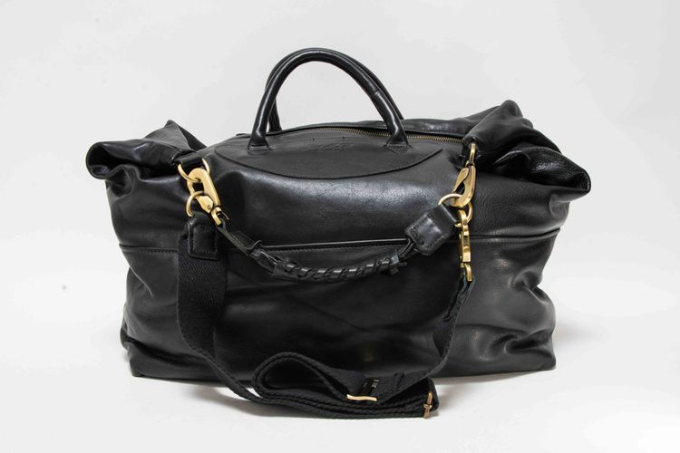 Jas M.B. London Handmade Soft Black Leather Wings Traveller Duffle Bag obraz 4