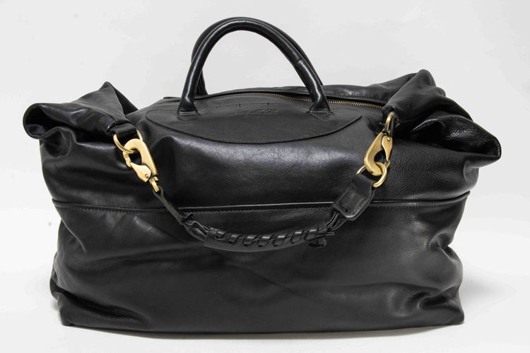 Jas M.B. London Handmade Soft Black Leather Wings Traveller Duffle Bag image 1