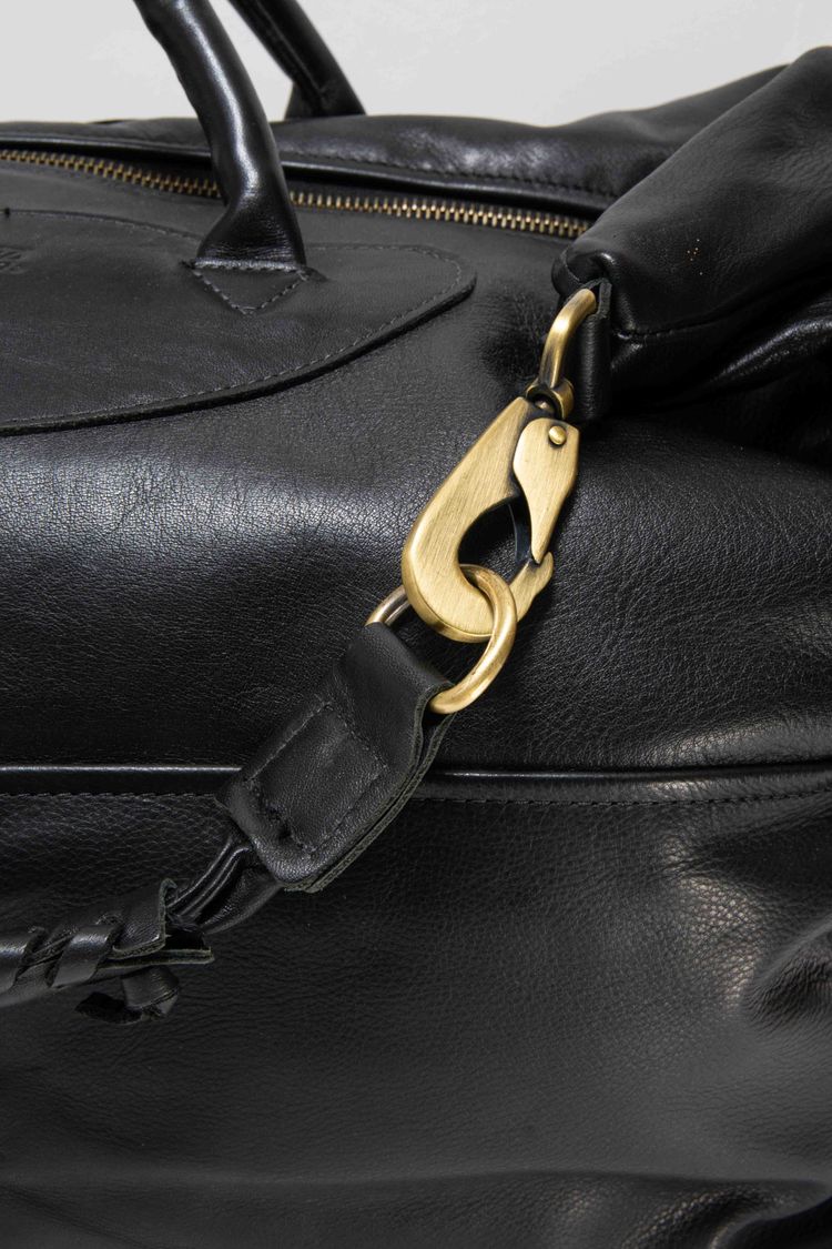Jas M.B. London Handmade Soft Black Leather Wings Traveller Duffle Bag obraz 7