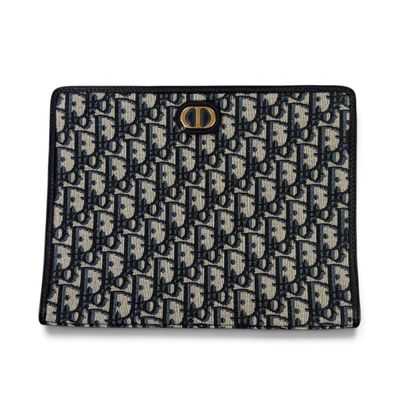 Christian Dior CD Beige Oblique Clutch Bag