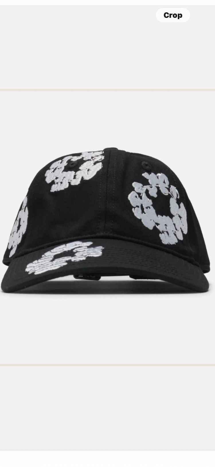 Denim Tears Denim Tears Black Cap With White Floral Patterns product image