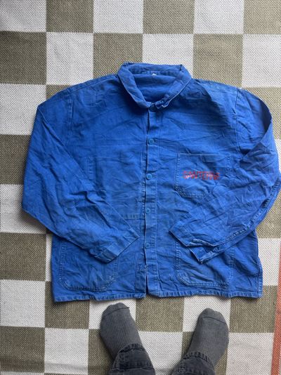 Blue Button-Up work cropped french Jacket