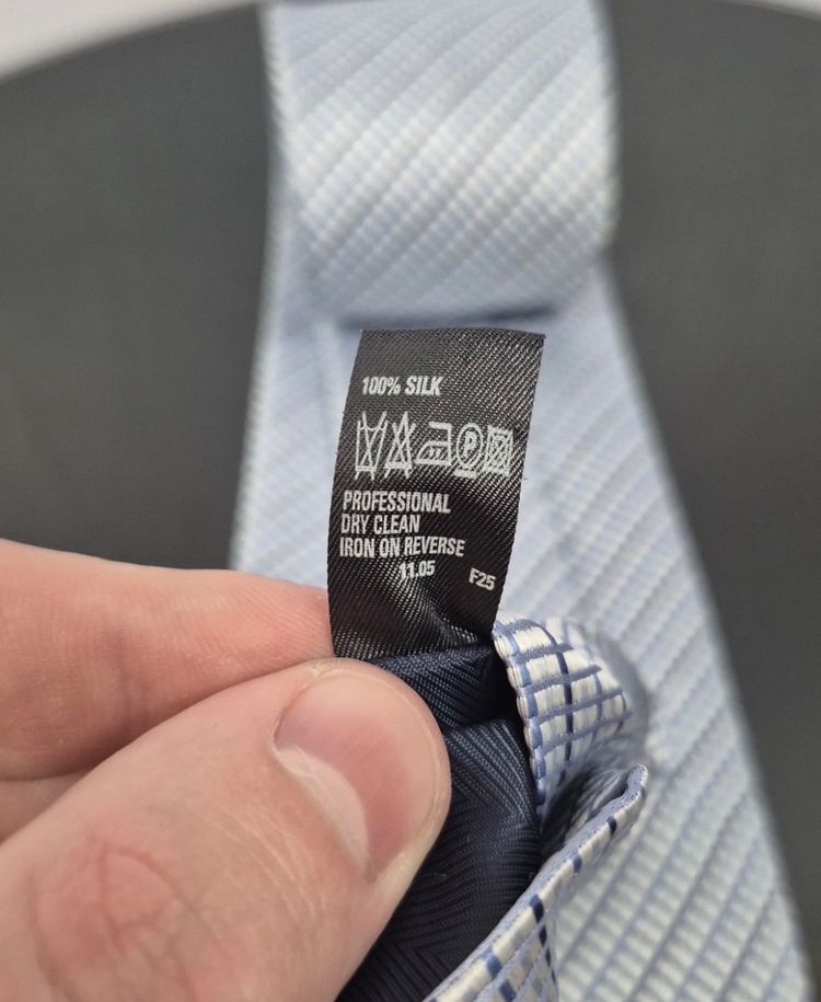 Marks & Spencer Mens Blue Checked Tie 100% Silk One Size Smart Formal Business image 6