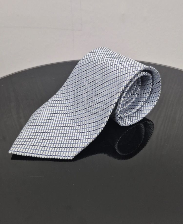 Marks & Spencer Mens Blue Checked Tie 100% Silk One Size Smart Formal Business image 2