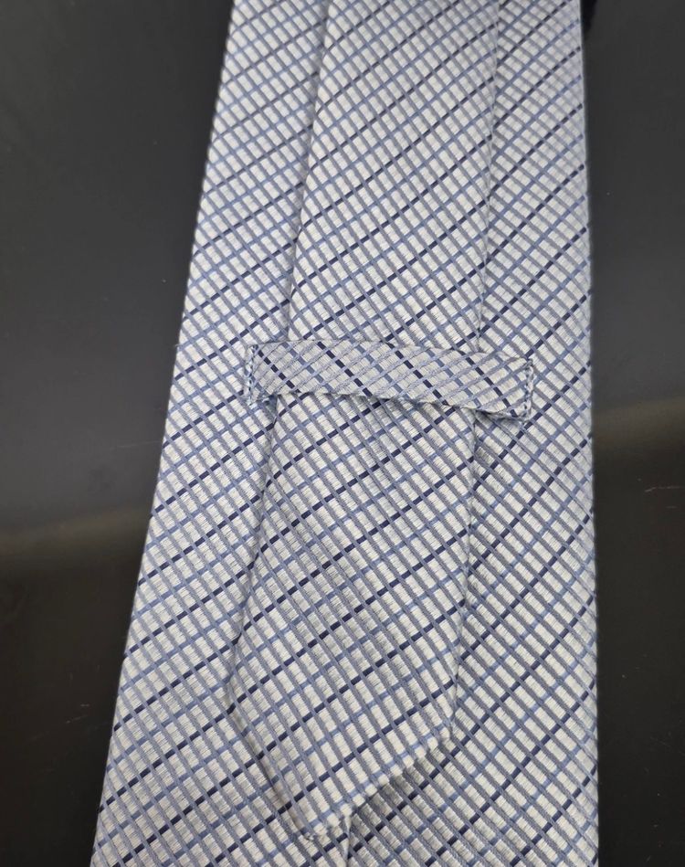 Marks & Spencer Mens Blue Checked Tie 100% Silk One Size Smart Formal Business image 3