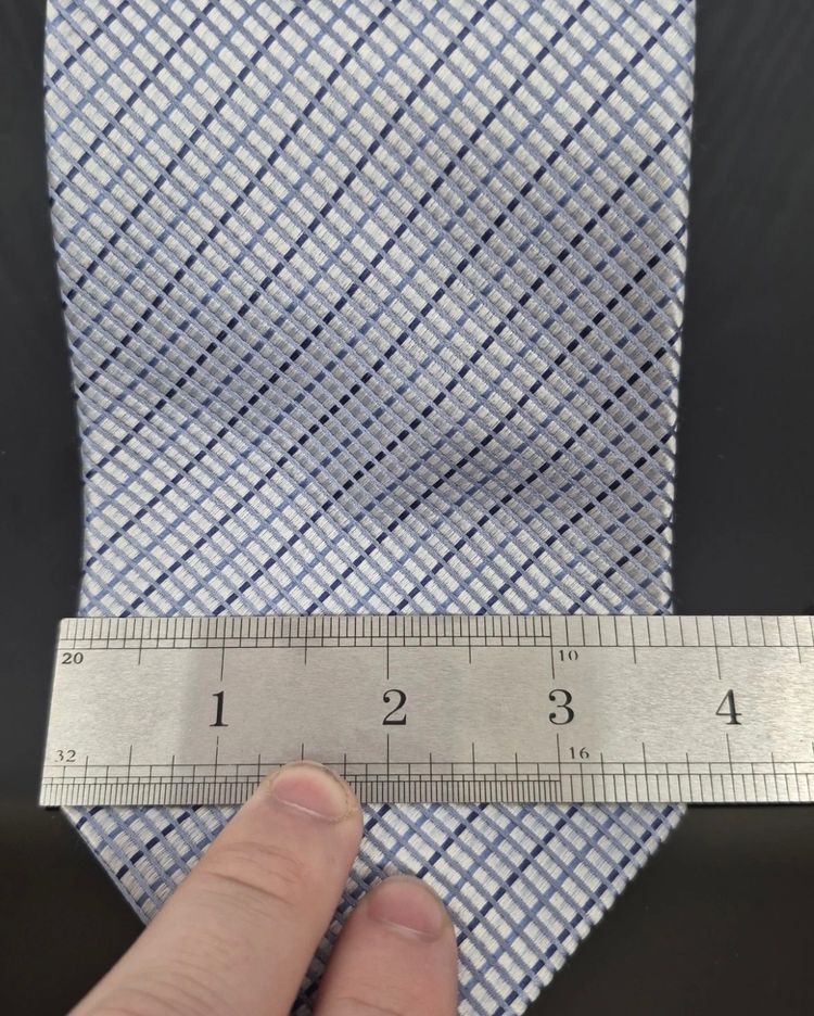 Marks & Spencer Mens Blue Checked Tie 100% Silk One Size Smart Formal Business image 4