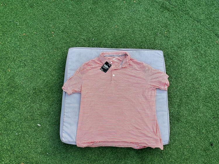 Puma Red & White Striped Polo Shirt XXL Moisture Management
