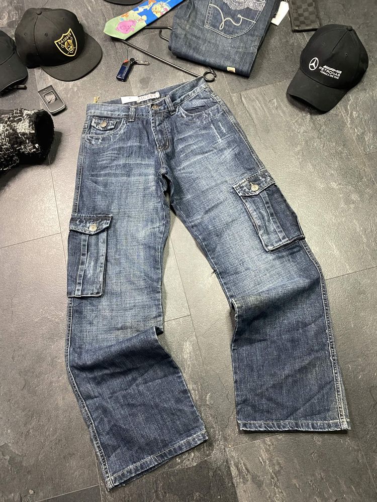 Blue Denim Cargo Jeans
