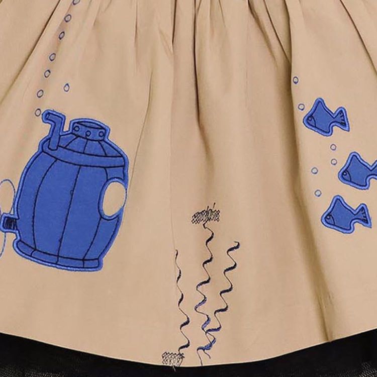 MAGIC MENDING PRELOVED Beige Cotton Skirt with Submarine, 6 years imagen 2