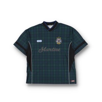 Martine Rose Green Check Logo Oversized Football T-Shirt