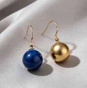 Blue And Gold Spherical Drop Earrings image 1