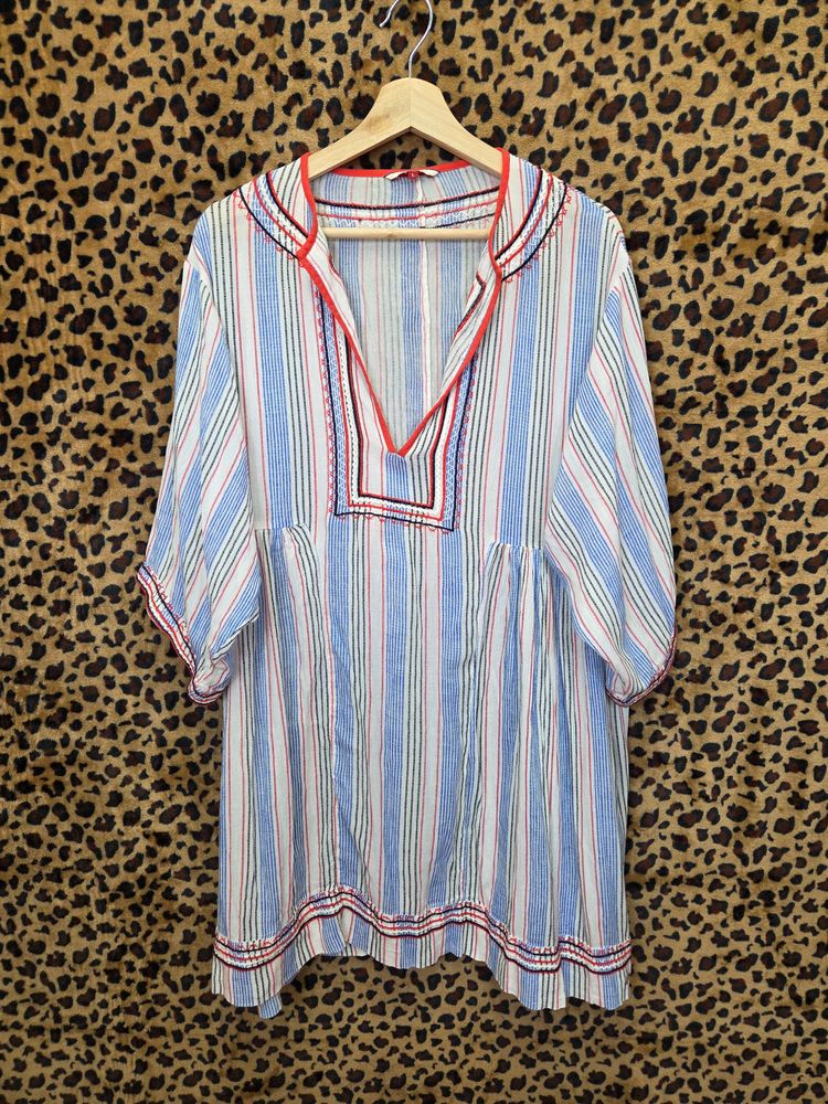 Striped Dress With Red Trim - Tommy Jeans