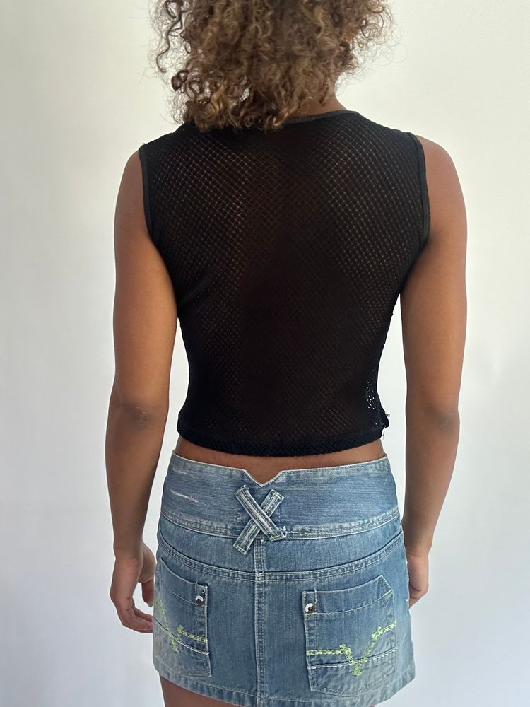 wag drop | small black crochet cropped tank top image 5