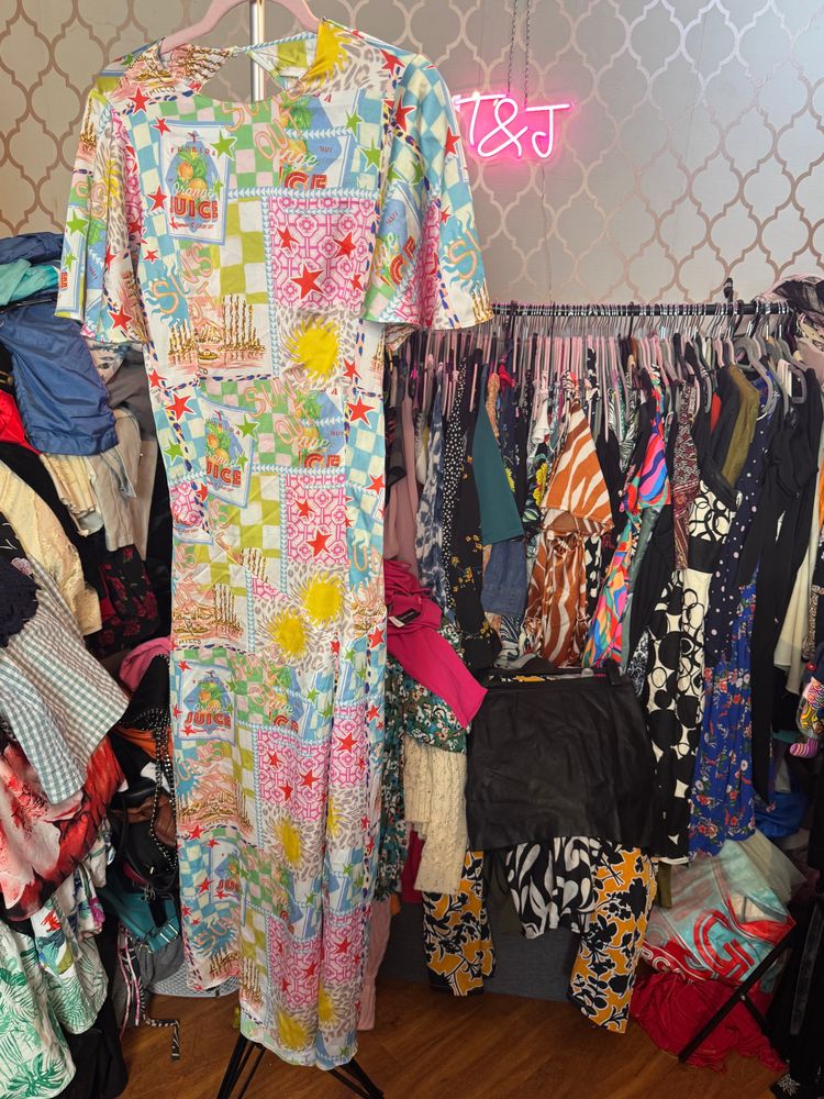 ASOS DESIGN colorful patchwork print dress size 12