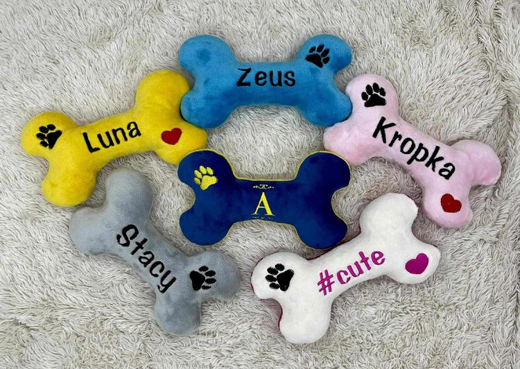 Plush Bone Toy with your dog name embroidered 