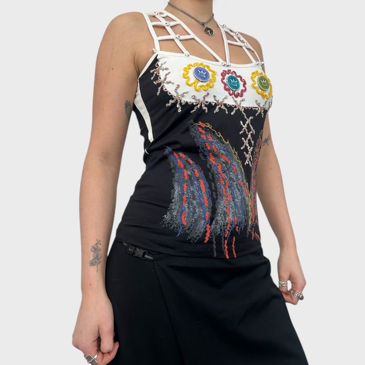 Save The Queen Graphic Cut Out Cage Top - M image 2
