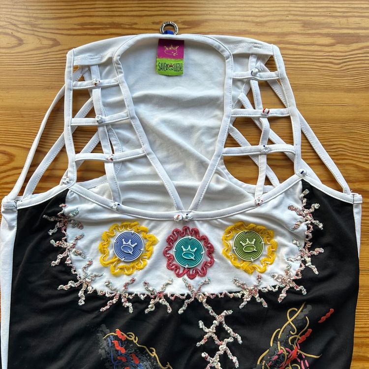 Save The Queen Graphic Cut Out Cage Top - M image 3
