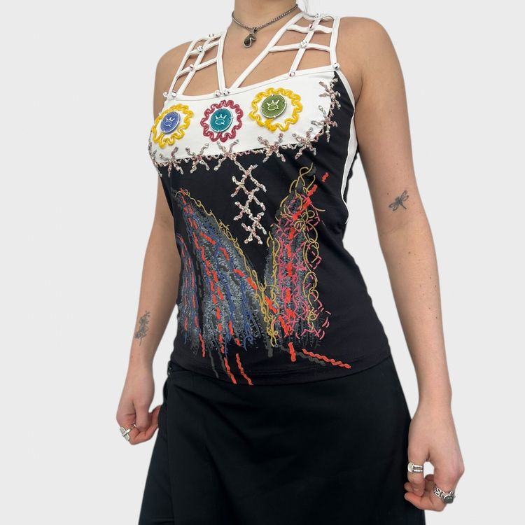 Save The Queen Graphic Cut Out Cage Top - M image 4