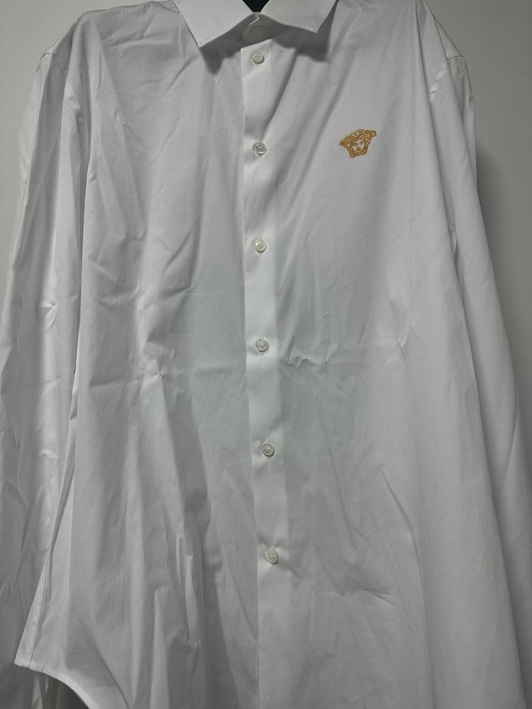 Versace White Shirt With Gold Medusa Logo image 2