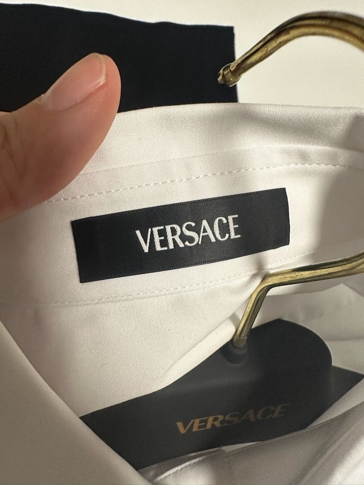 Versace White Shirt With Gold Medusa Logo image 7