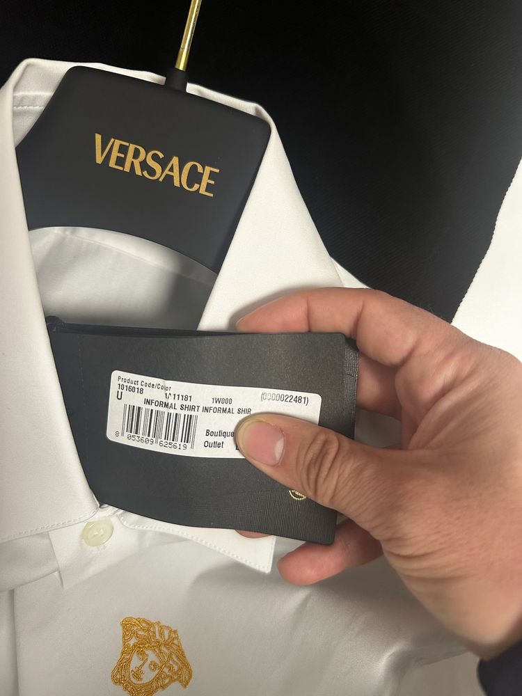 Versace White Shirt With Gold Medusa Logo image 8