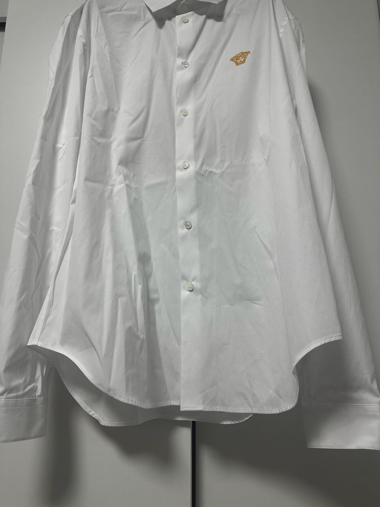 Versace White Shirt With Gold Medusa Logo image 3