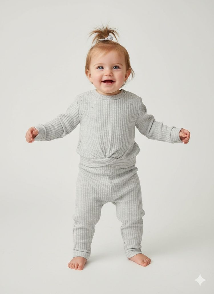 Equipment Grey Ribbed Knit Baby Outfit product image