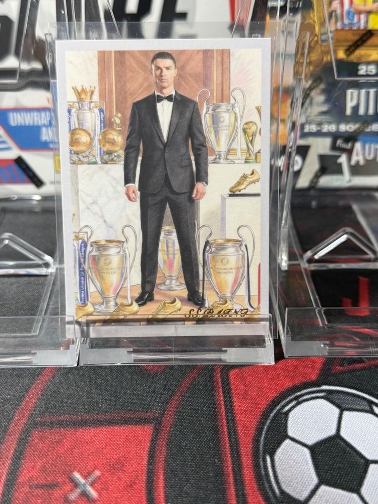 Soccer Trading Card With Player In Tuxedo And Trophies