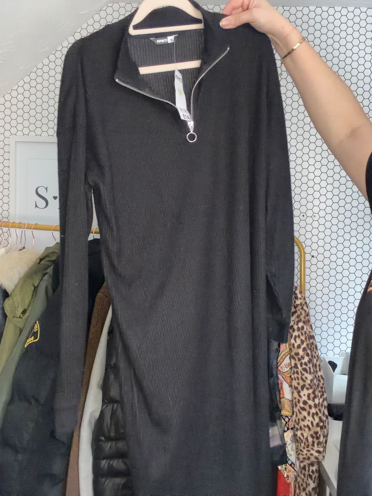 Pep&Co Black Long Sleeve Dress With Zipper Collar product image