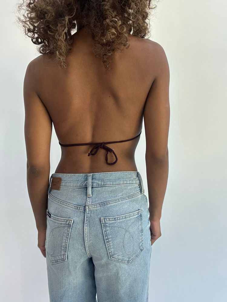 ‼️beach drop | small brown padded bikini top obraz 5
