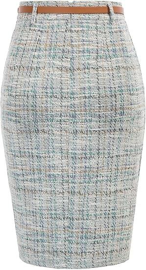 Tweed Pencil Skirt With Belt image 1