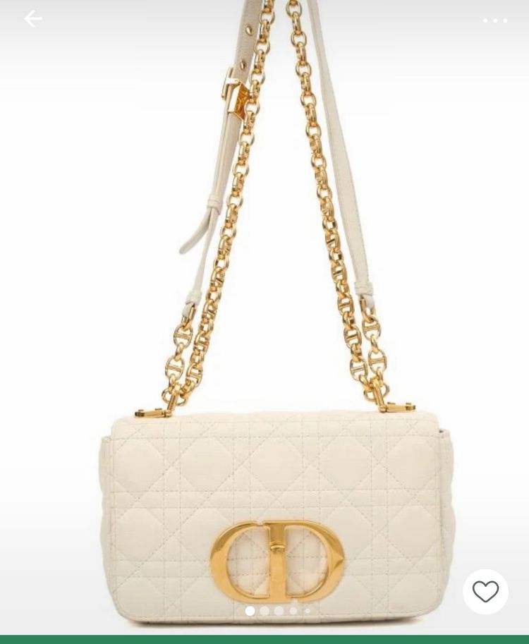 Dior Cream Quilted Shoulder Bag With Gold Chain Strap