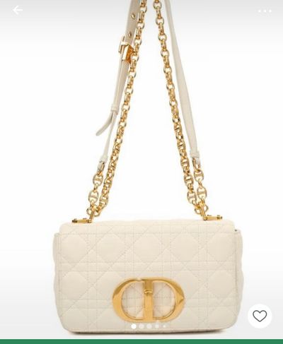 Dior Cream Quilted Shoulder Bag With Gold Chain Strap