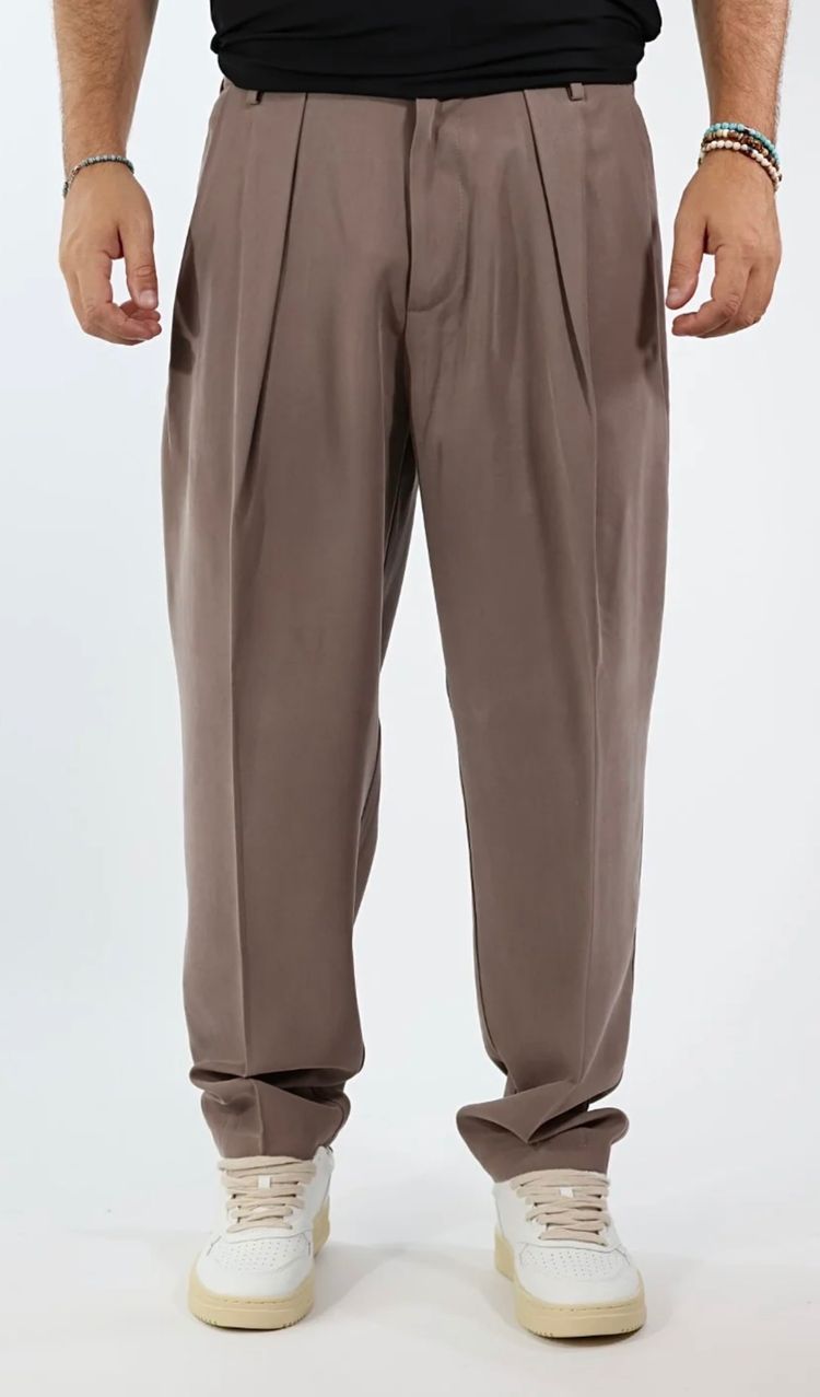 Brown Pleated Trousers over D image 2